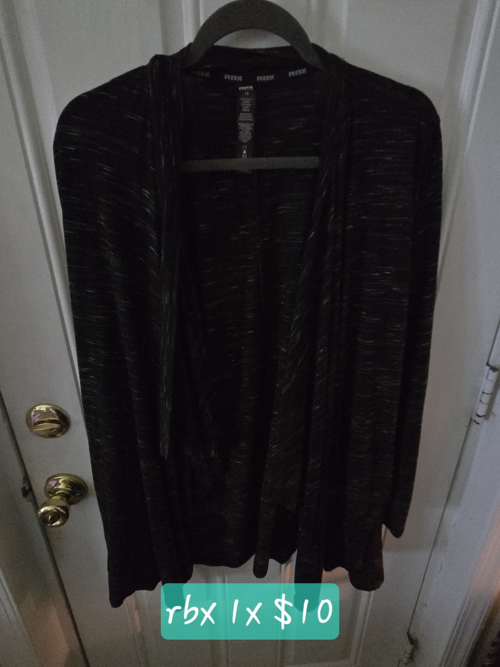 RBX Black Marled Open-Front Women's Cardigan